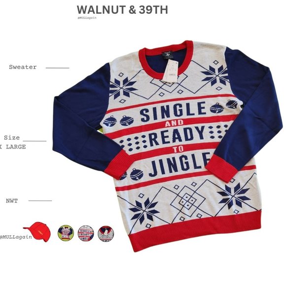 NWT Single and Ready to Jingle Holiday Christmas Sweater Men XL - Picture 1 of 5